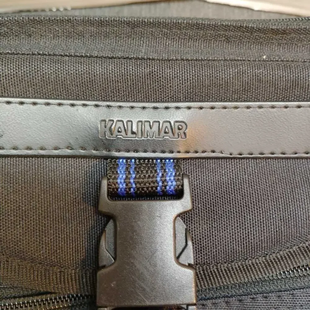 Kalimar Camera Bag Black Padded Case Blue Strap Adjustable Shoulder Bag